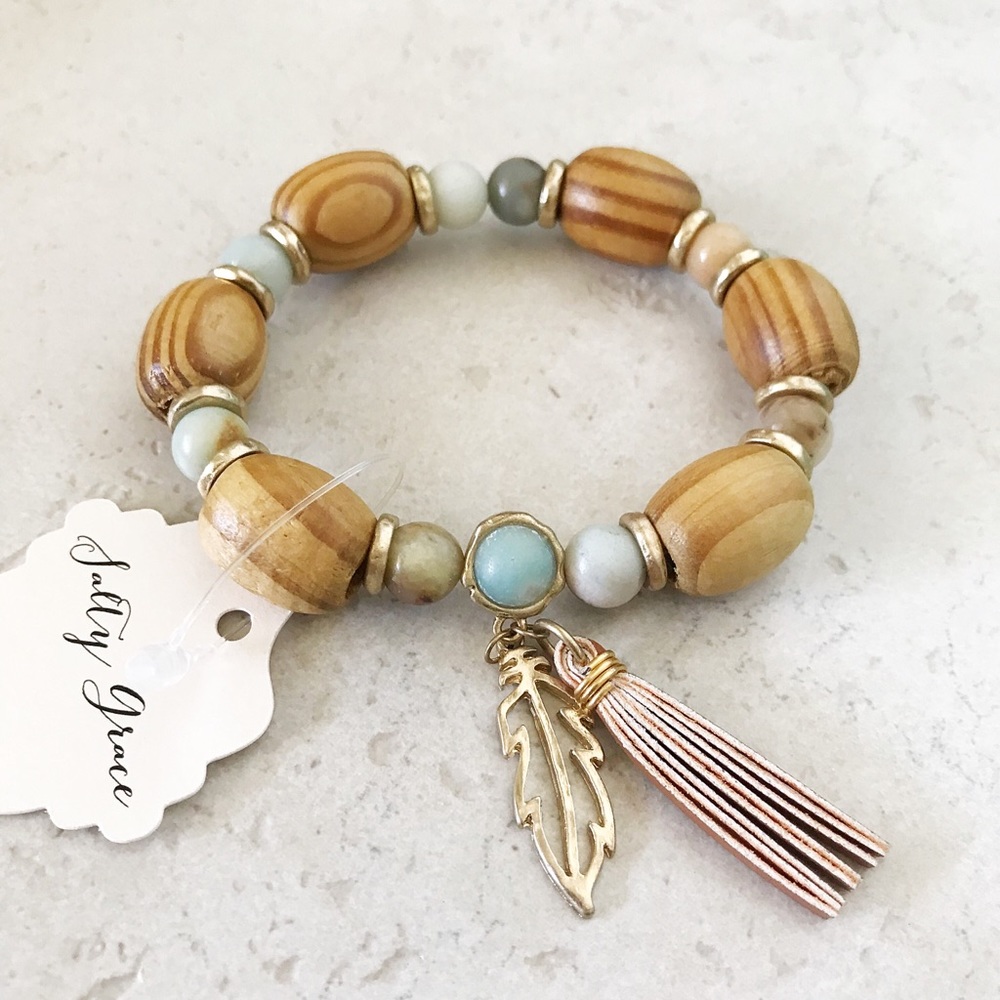 Leaf boho wood fringe